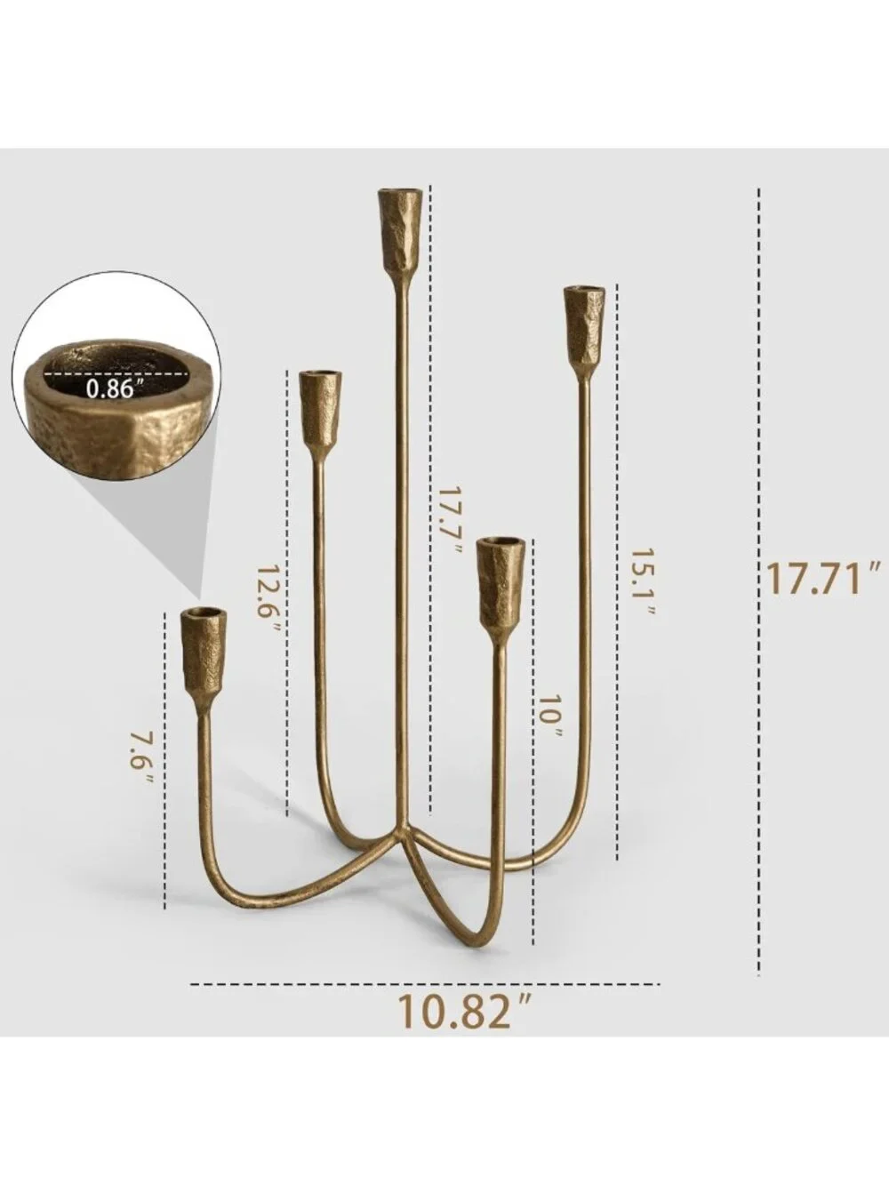 Elegant 5-Candle Cast Iron Candelabra Holders - 15